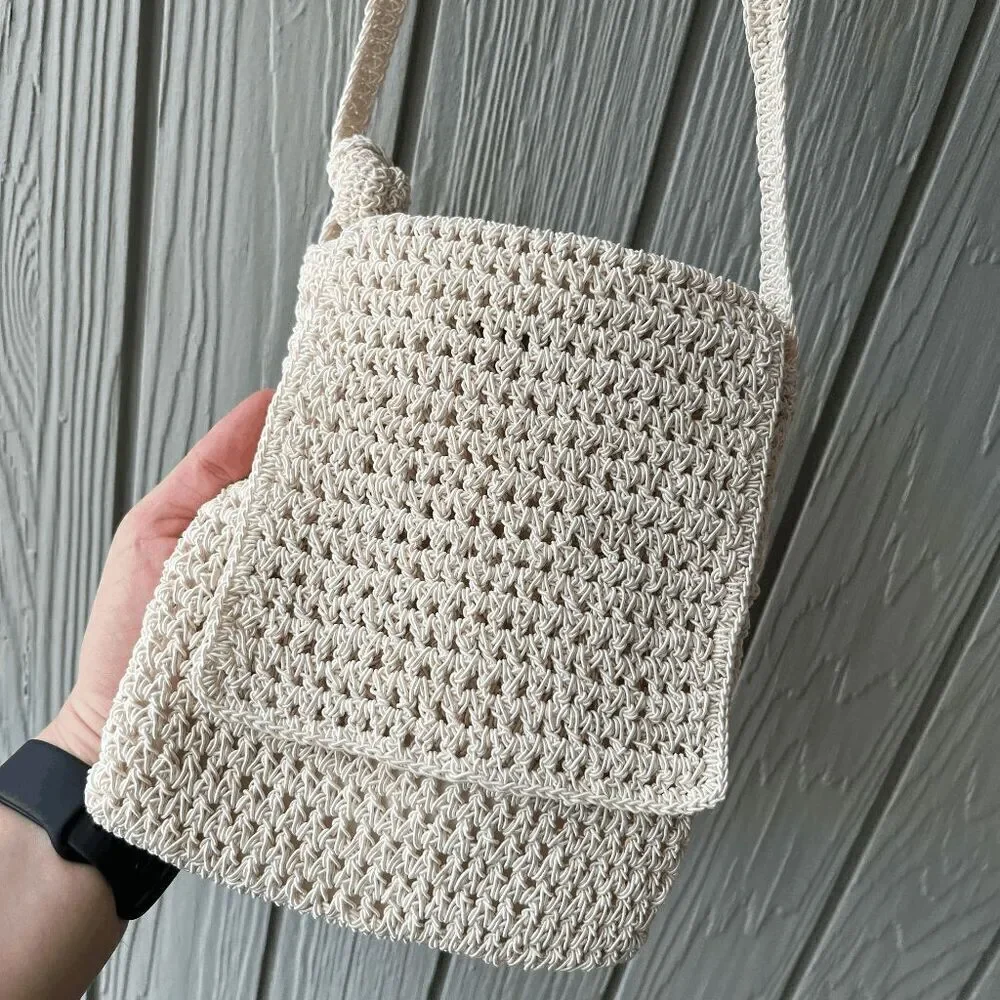 Xhilaration Y2K Crochet Shoulder Bag Cream Boho Mini Crossbody Purse